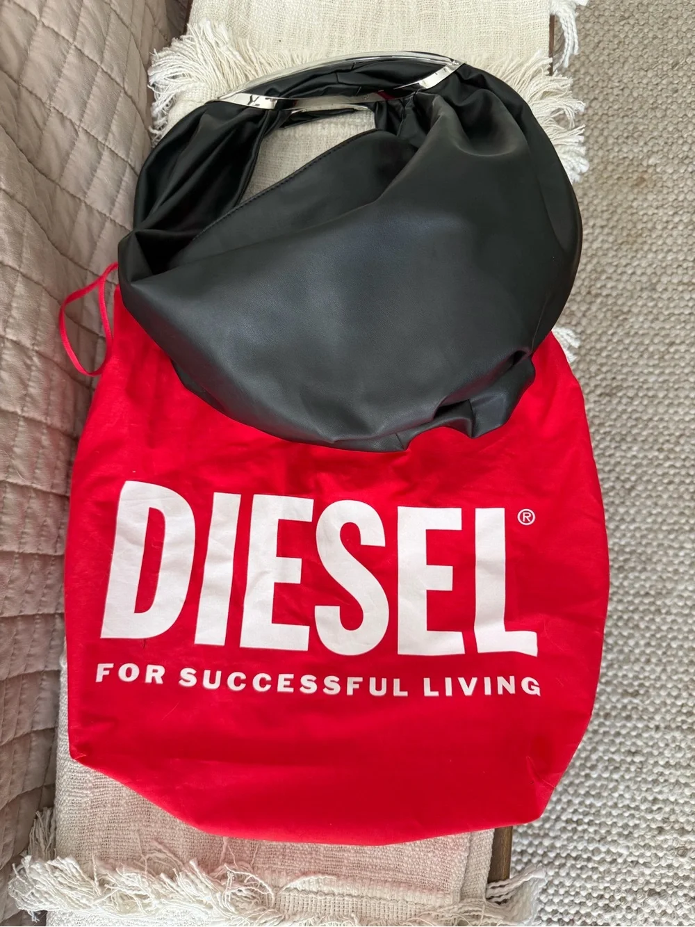 Diesel Black Soft Hobo M Shoulder Bag